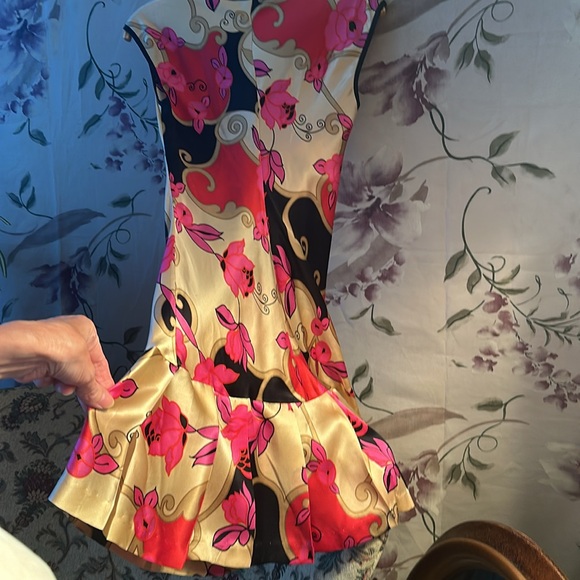 Pure Silk Charmeuse Above knee New Dress Drop shoulder Sleeveless V neck Floral - Picture 7 of 13